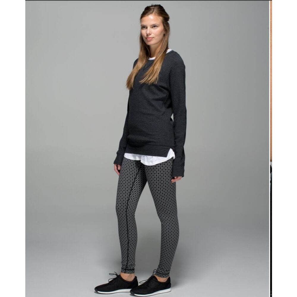 Lululemon Wunder Under Full On Luon Leggings Tri Geo Silver Spoon Black‎ Size 8 - Picture 10 of 16